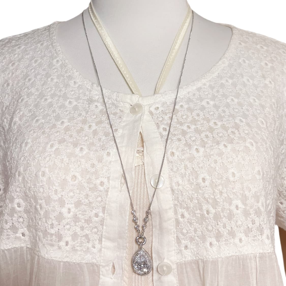 (이체시에눌) 일본 히메 모리걸 공주풍 도트 앤 레이어드 화이트 코디세트 상품이미지3