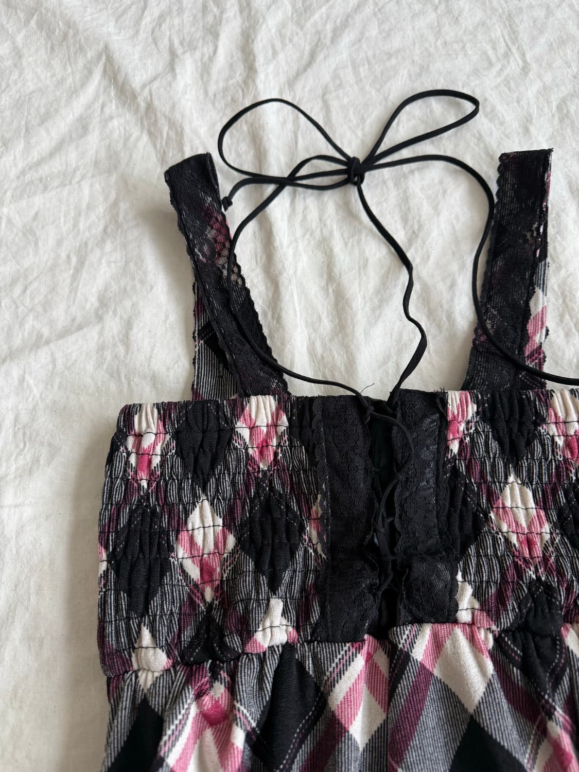 체리핑크 캐캐체 체크 미니 원피스 상품이미지3