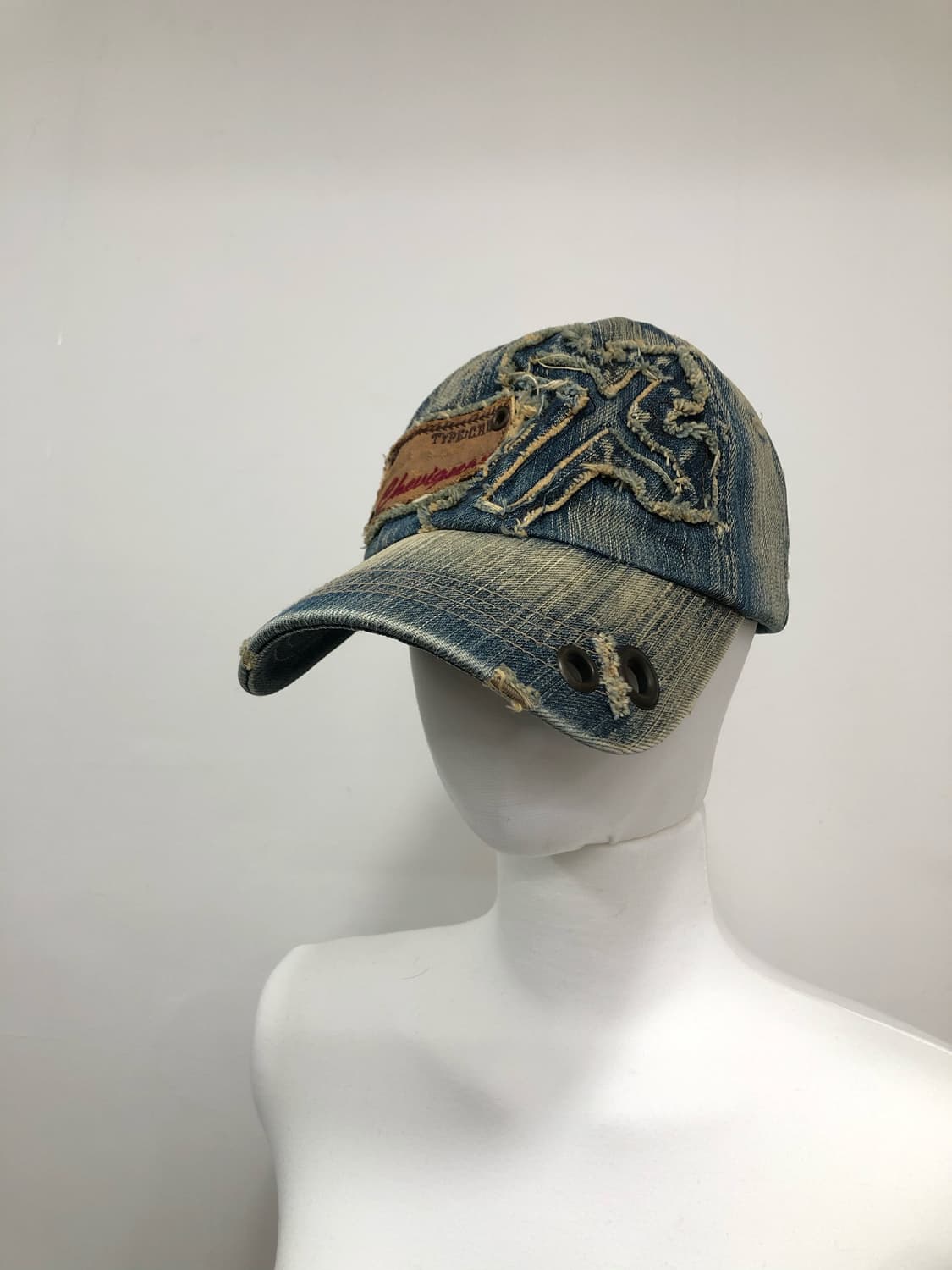 grunge denim cross patch ball cap 상품이미지1