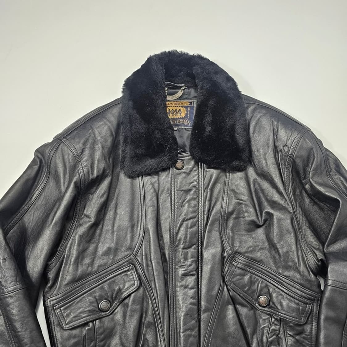 WORLD POLO 양가죽 봄버 자켓 XL 상품이미지3