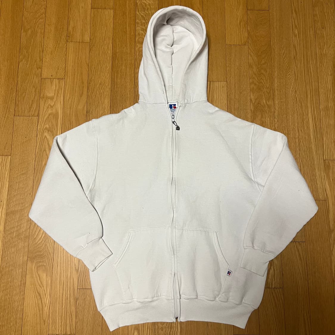 [XL] 90s USA 빈티지 러셀 후드집업 화이트 상품이미지1