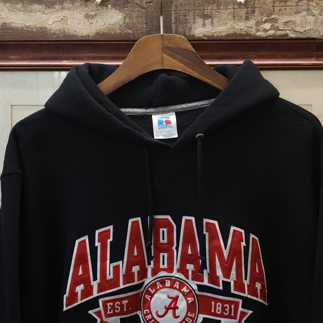 90s 러셀 후드 스웻셔츠 앨라배마 크림슨 타이드 빈티지 레터링 L 상품이미지4