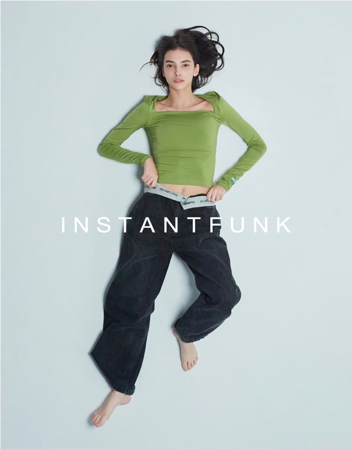 인스턴트펑크 아웃웨이스트 와이드 데님 팬츠 상품이미지1