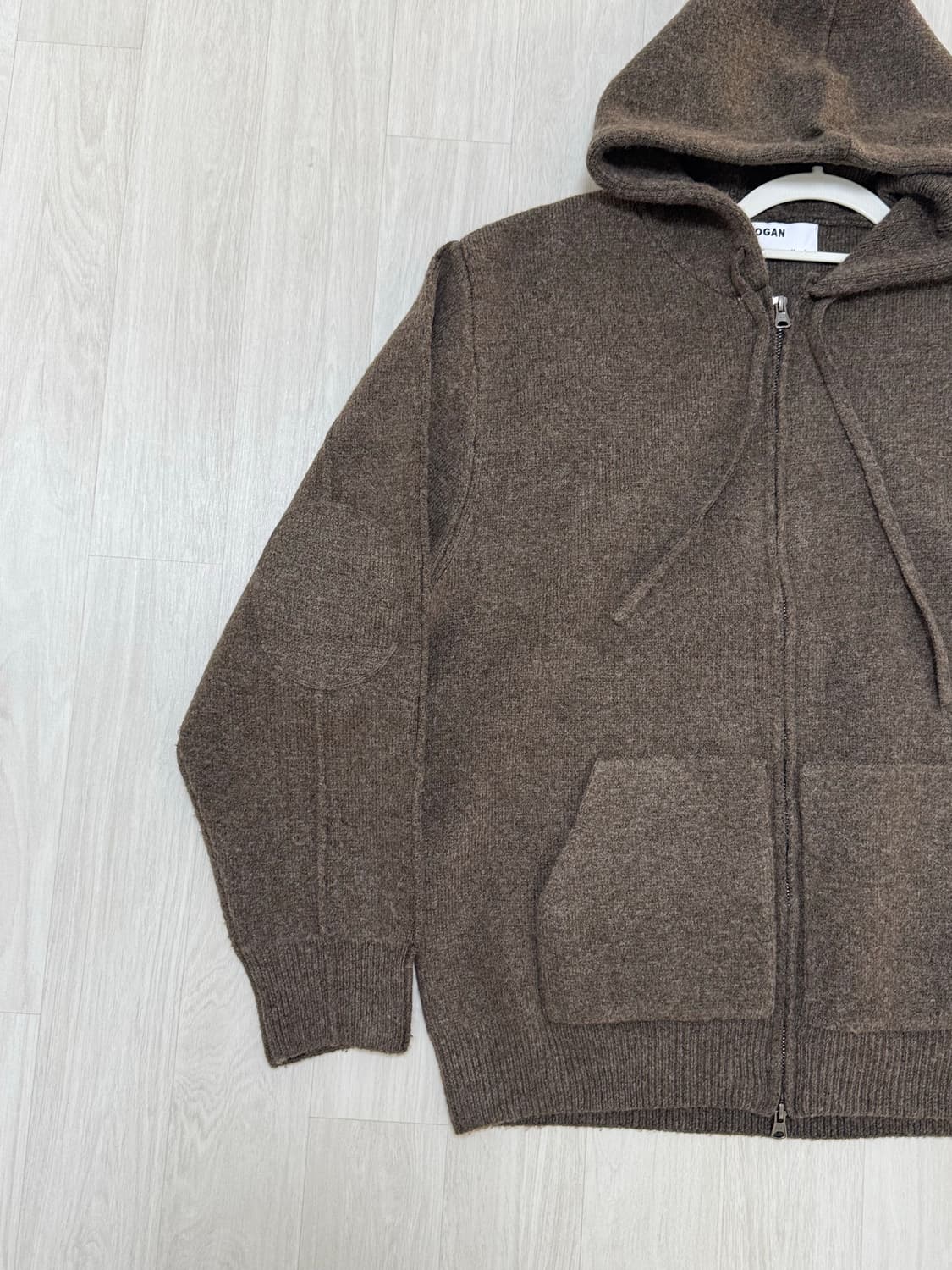 브라운 니트후드집업 상품이미지2