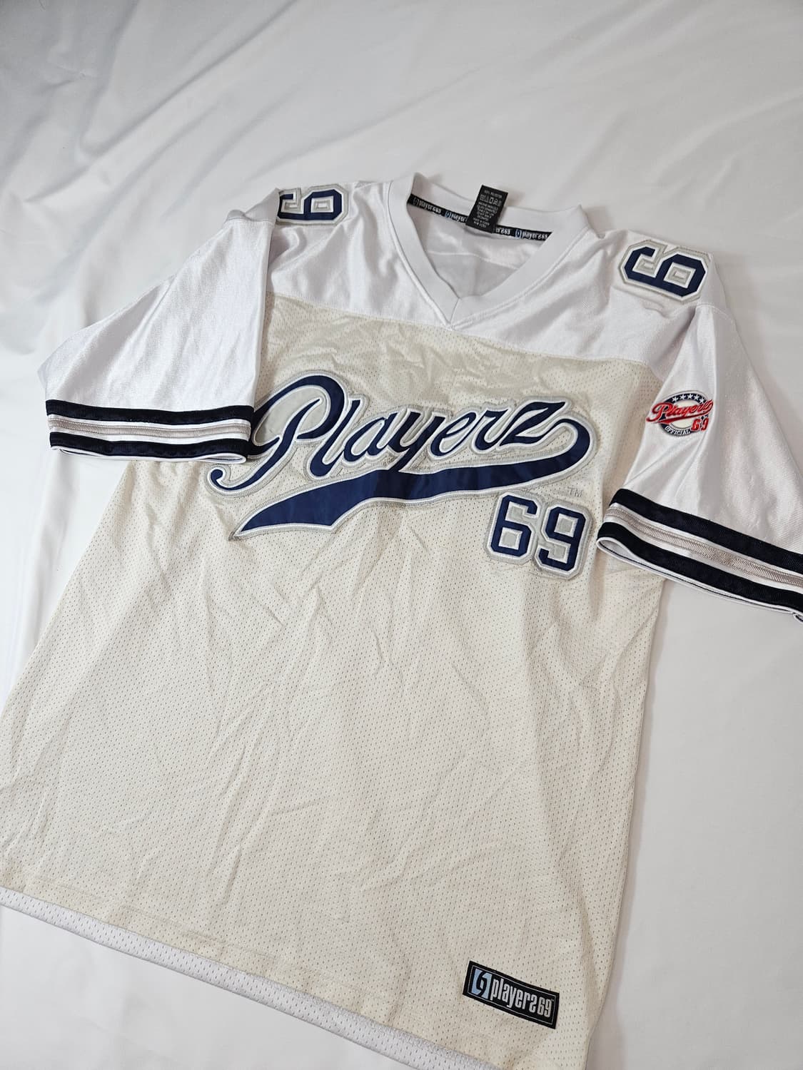 플레이어즈69 슬러거 로고 화이트 메쉬 풋볼 져지 유니폼 L 상품이미지3