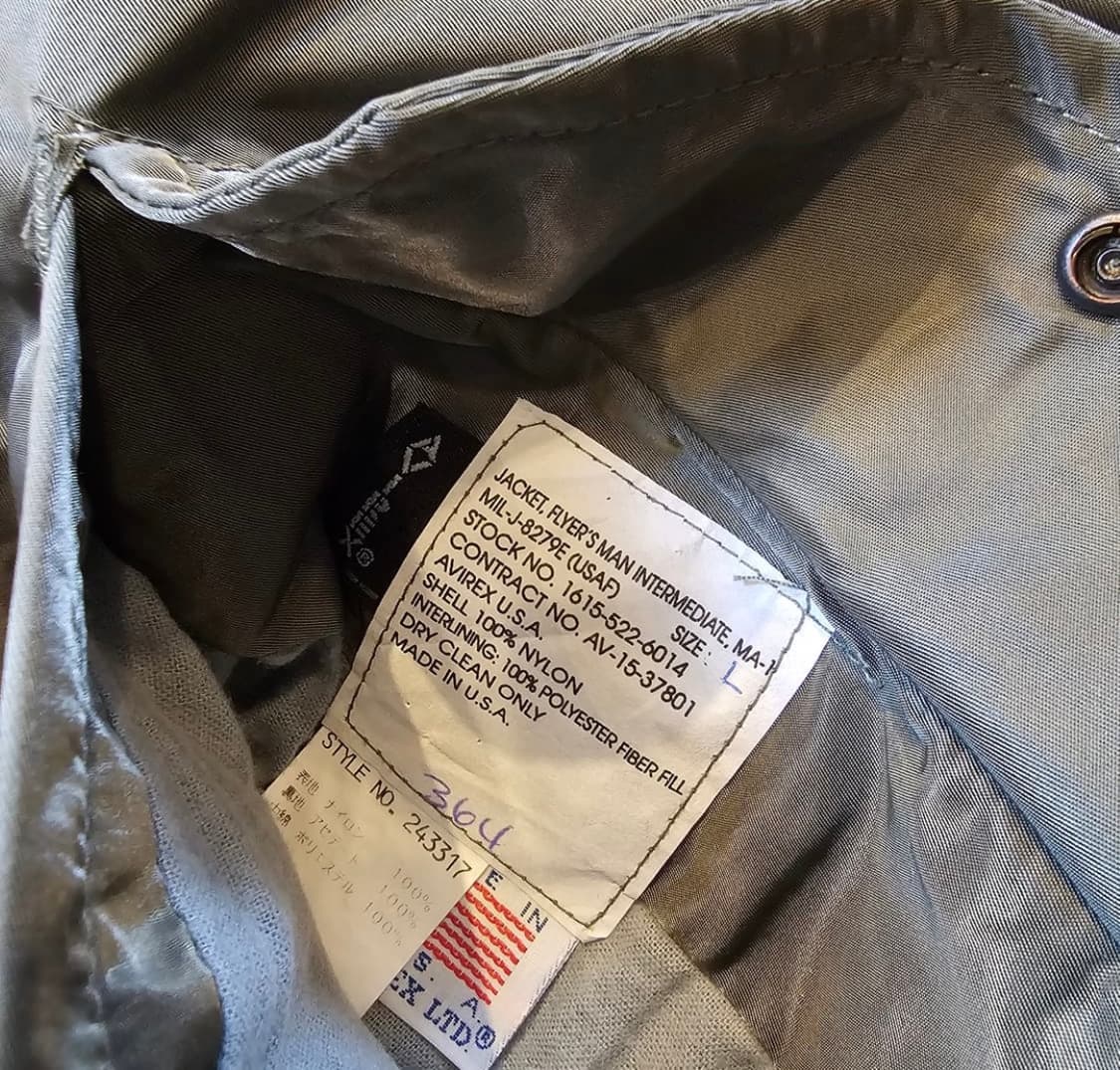 아비렉스 빈티지 ma-1 봄버 항공점퍼 L 상품이미지4