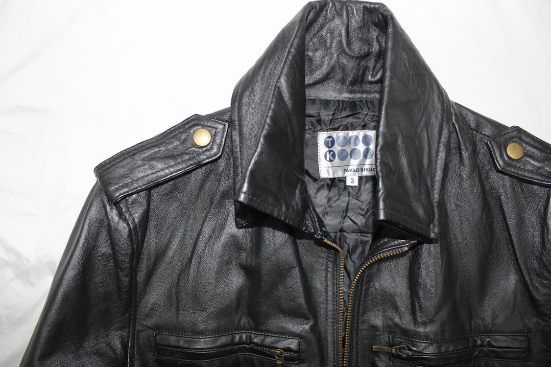 2000s 타케오 키쿠치 카우레더 2WAY 하이넥 레더 자켓 상품이미지2