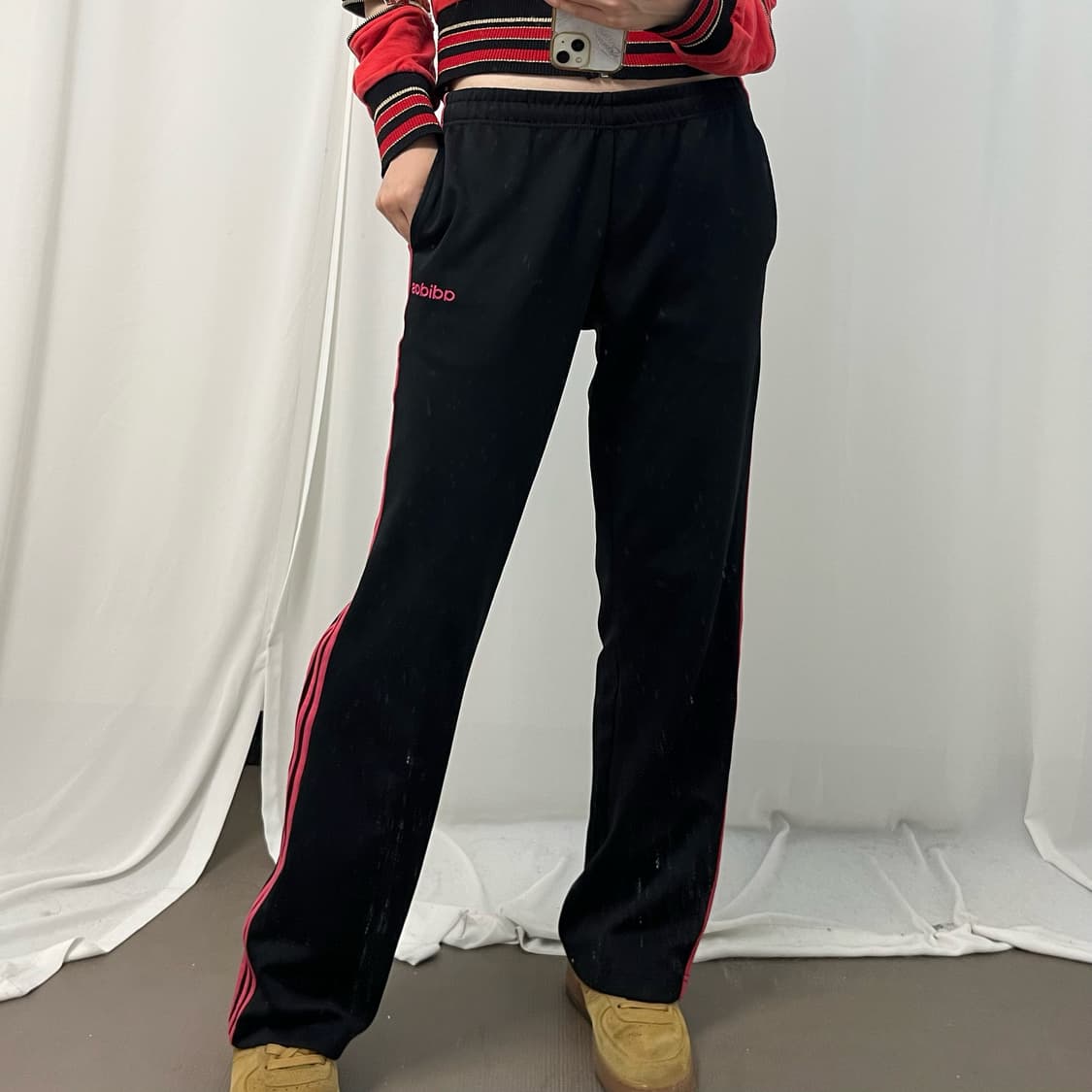 Adidas black & pink track pants 상품이미지3