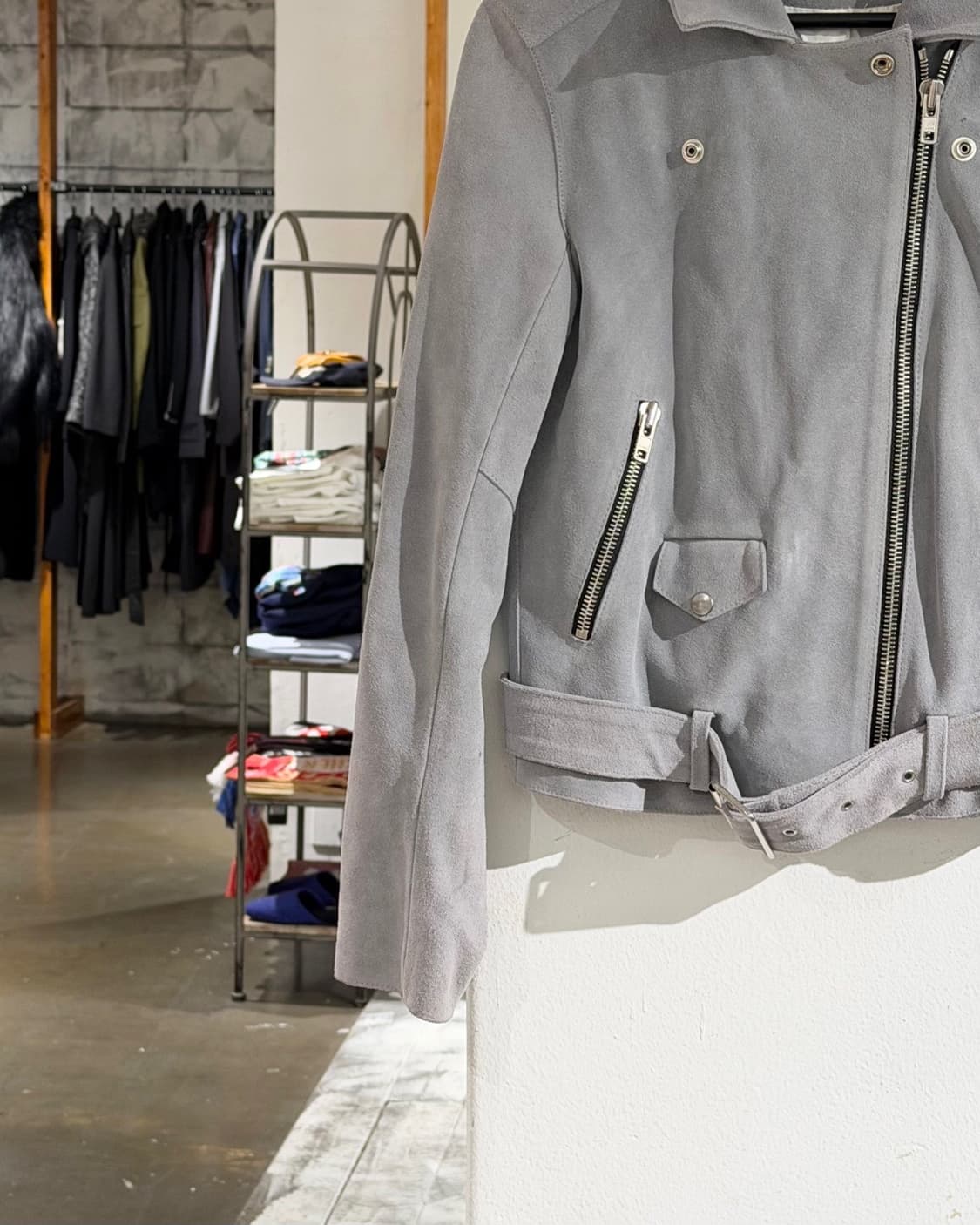 산드로 그레이 스웨이드 바이커 자켓 상품이미지5