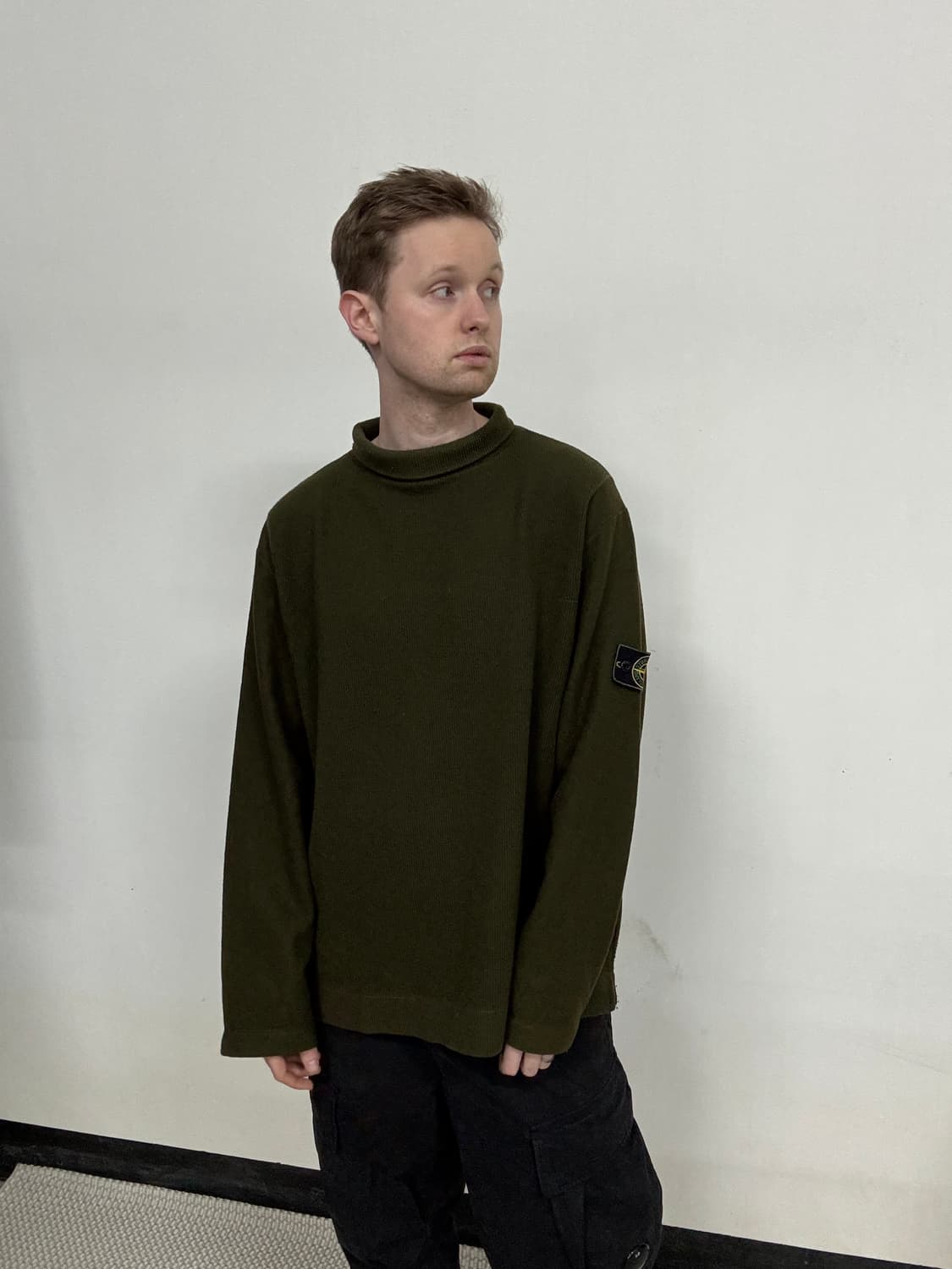 99AW 스톤 아일랜드 그린 엣지 울 블렌드 롤넥 니트  상품이미지4