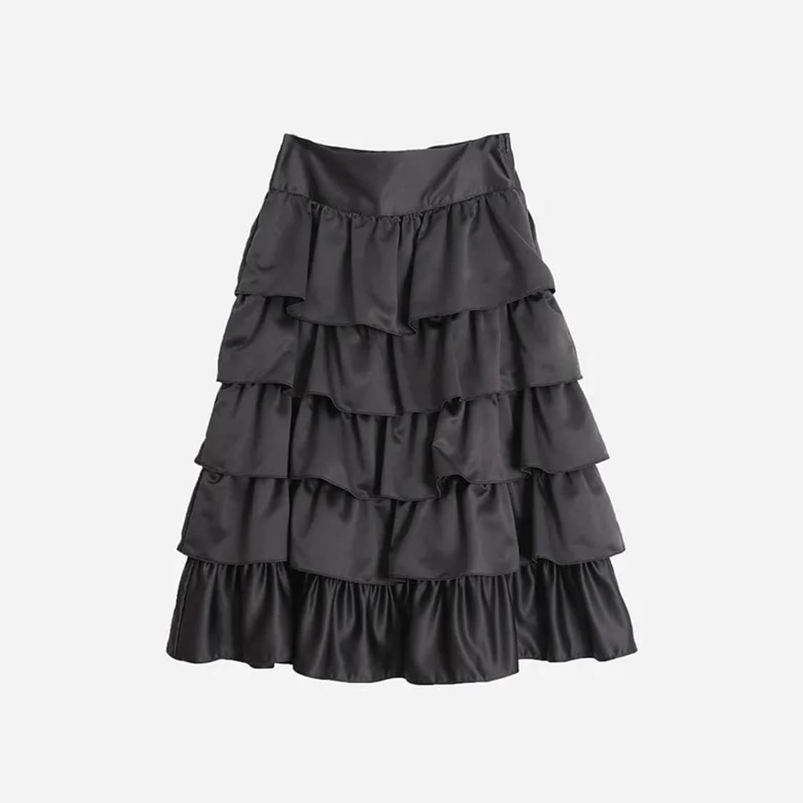 999휴머니티 새틴러플스커트 블랙 1사이즈 상품이미지2