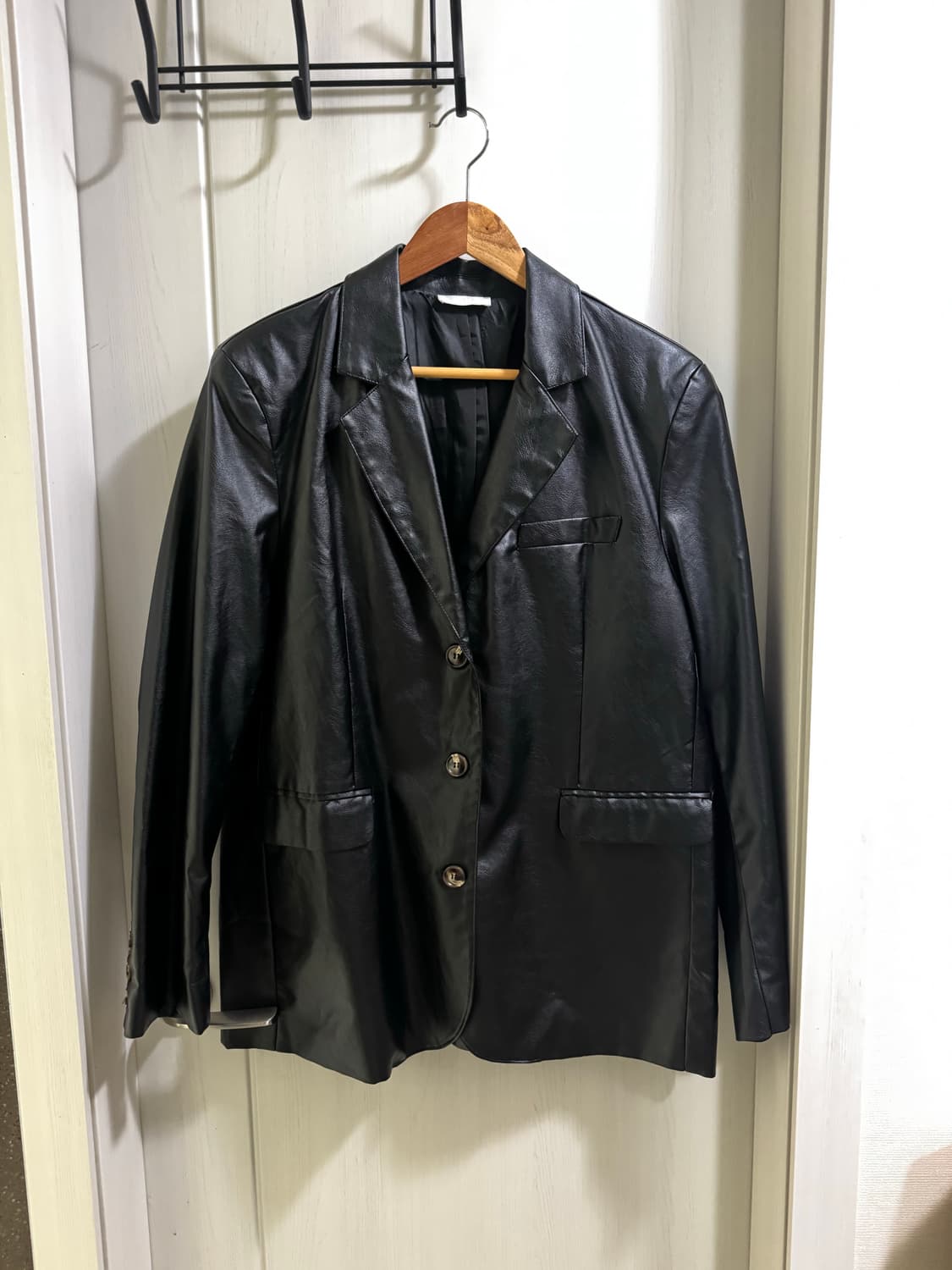 Isalis 레더 블레이저 블랙 상품이미지1