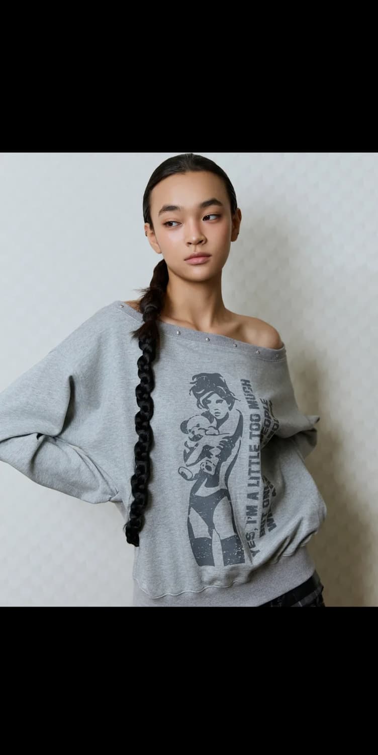 러브이즈트루 원숄더 오프숄더 맨투맨 상품이미지2