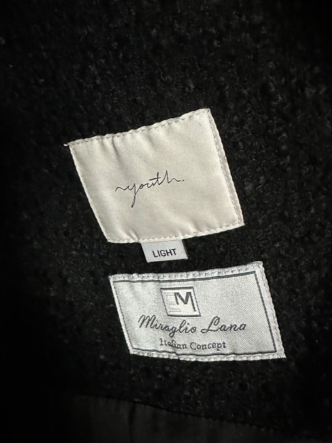 유스 20fw 트위드 체스터필드 코트 (블랙) L사이즈 판매 상품이미지6