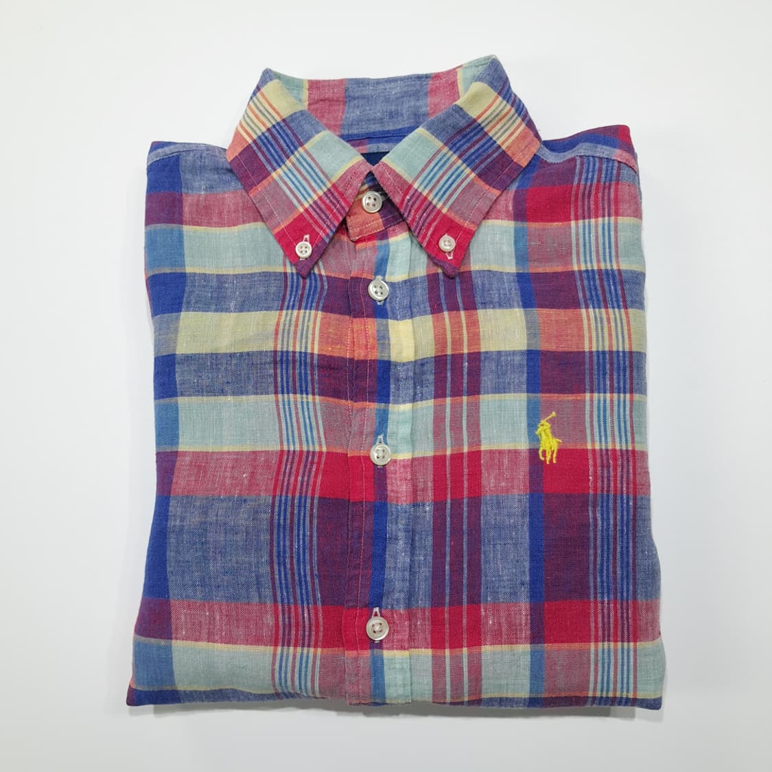 CL851 XS 폴로 00s 린넨 버튼다운 마드라스 체크 셔츠 남방 상품이미지7