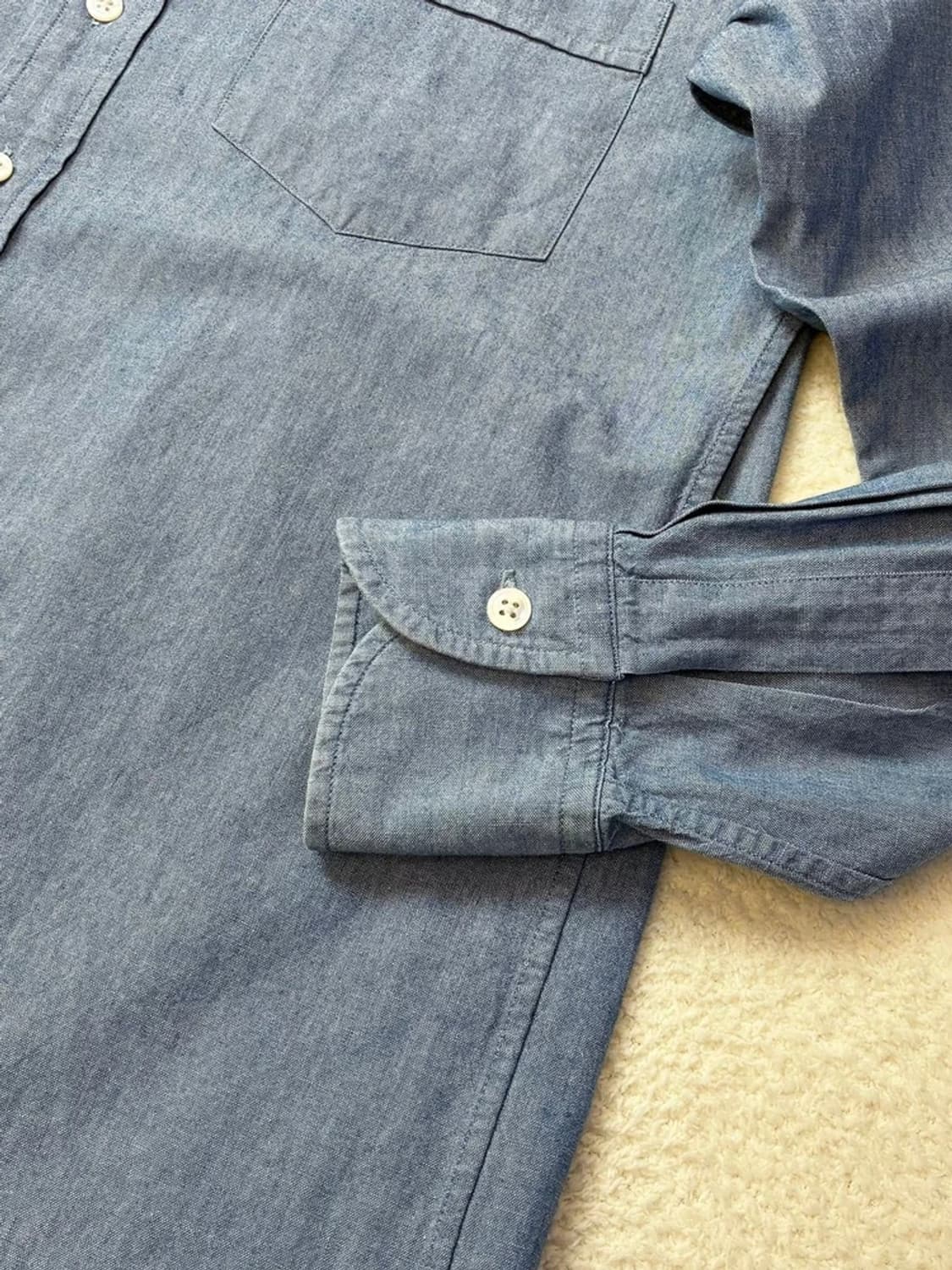 드레익스 코튼 샴브레이 버튼다운 라이트 블루 셔츠 PN5793 상품이미지4