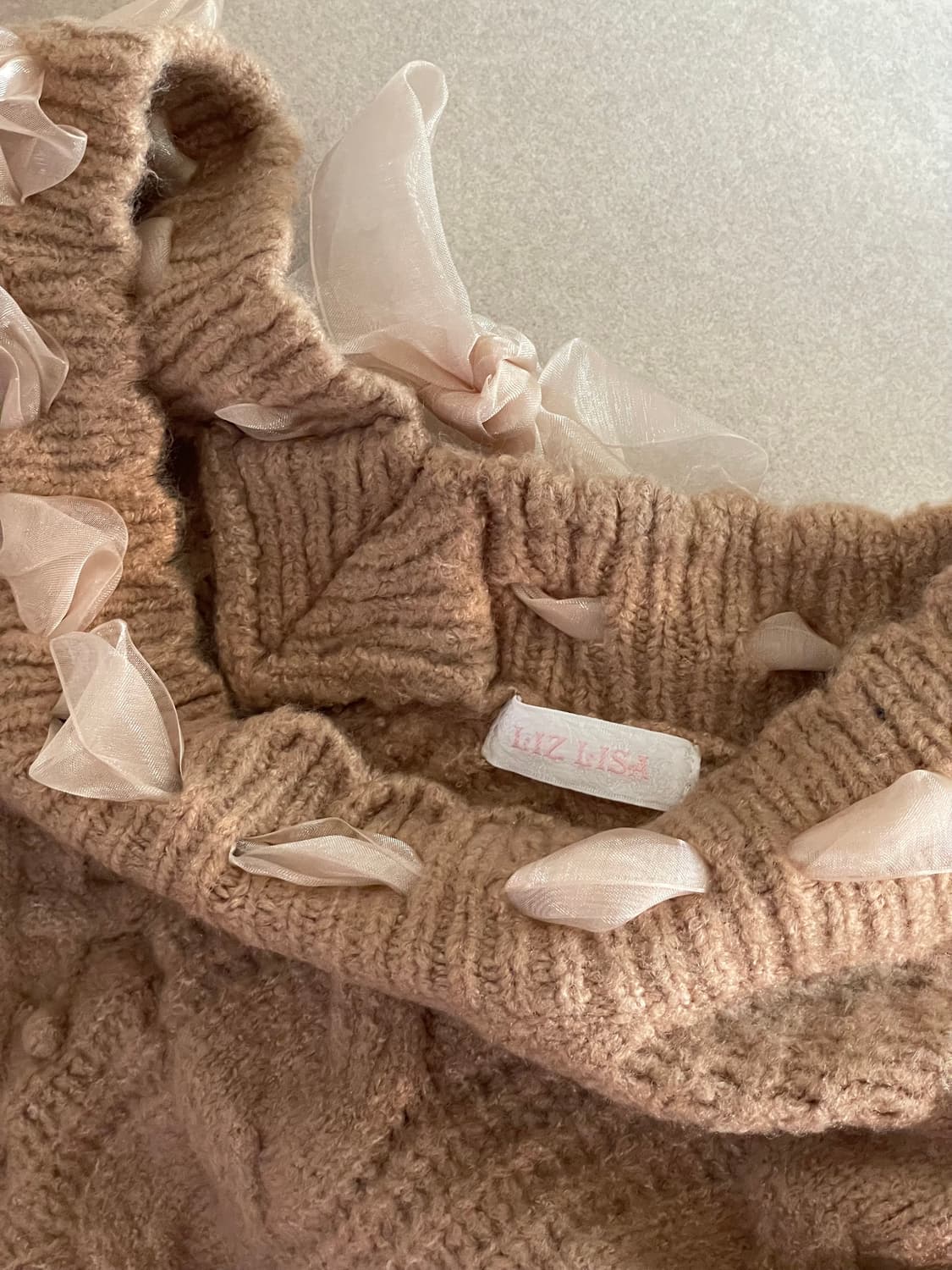 리즈리사 라떼갸루 폭닥 쉬폰 리본 니트 상품이미지2