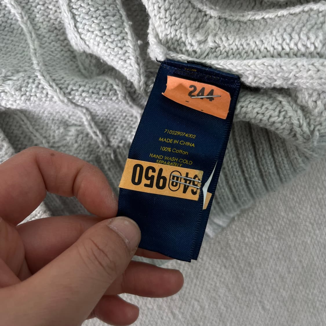 100 폴로랄프로렌 라이트그레이 꽈배기 니트 상품이미지8