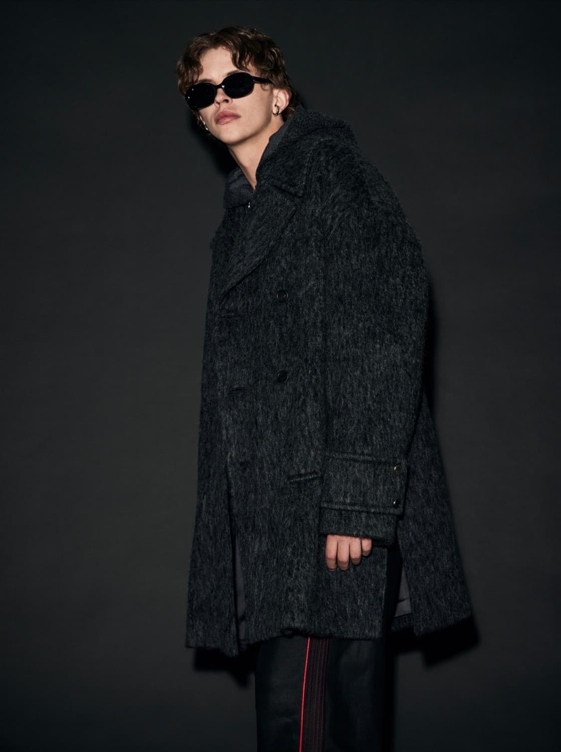 메종미네드 오바사이즈 하프 더블 코트 차콜 상품이미지1