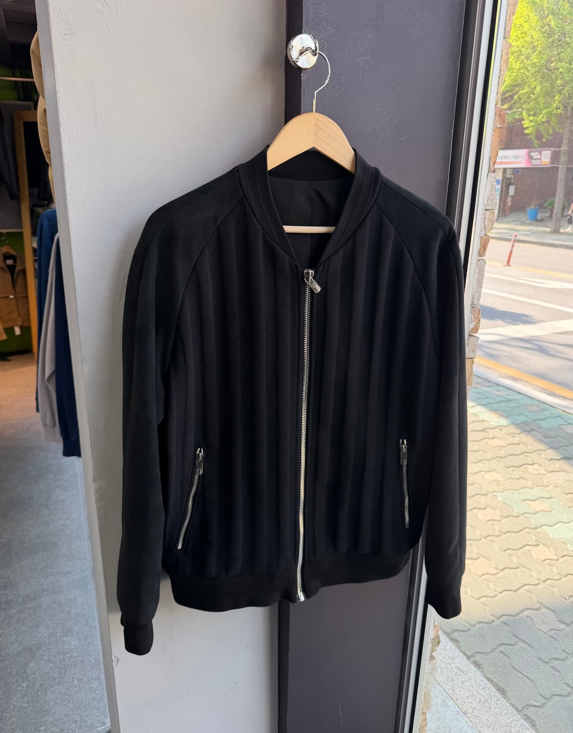 100/ 시스템옴므 스웨이드 블렌딩 골지 니트 집업 상품이미지2