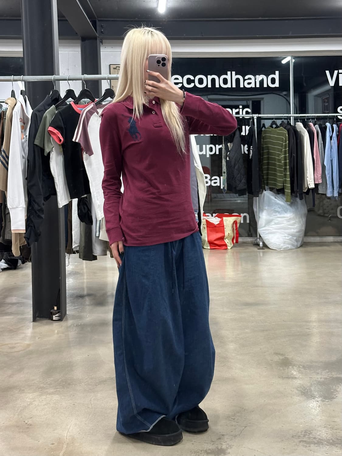 폴로 랄프로렌 빅포니 긴팔 카라 티셔츠 버건디 상품이미지2