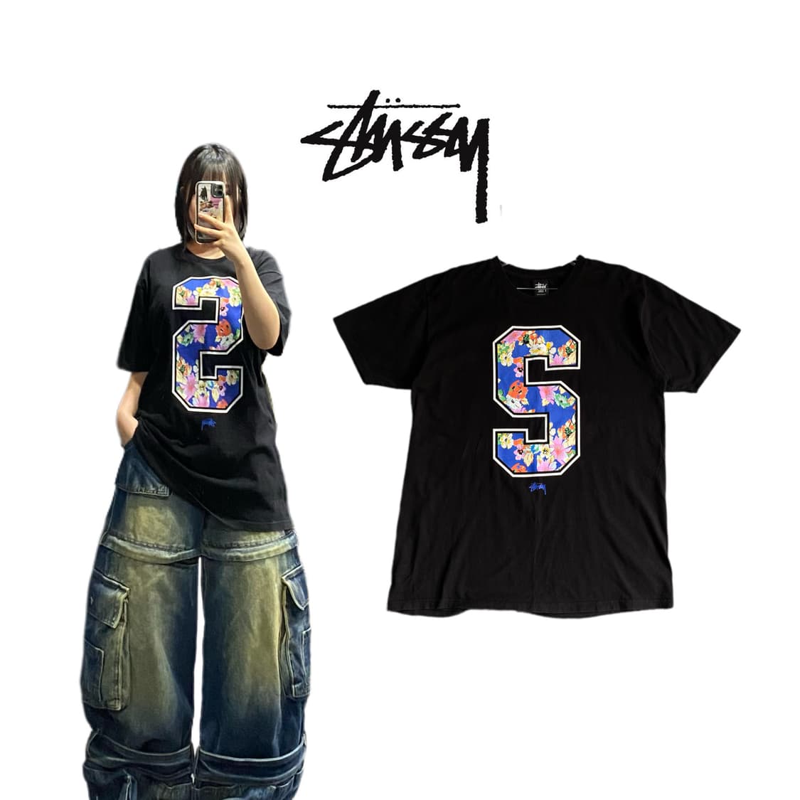 스투시 플라워 S로고 반팔 티셔츠 상품이미지1