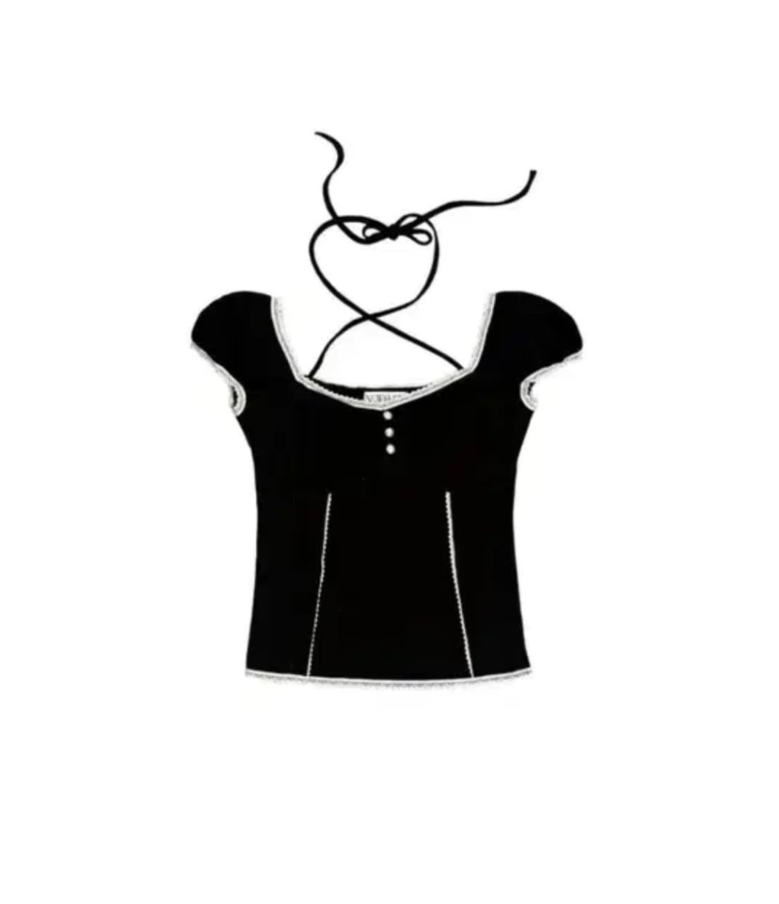뉴얼린 Liz shirring lace button Blouse 블랙 상품이미지1