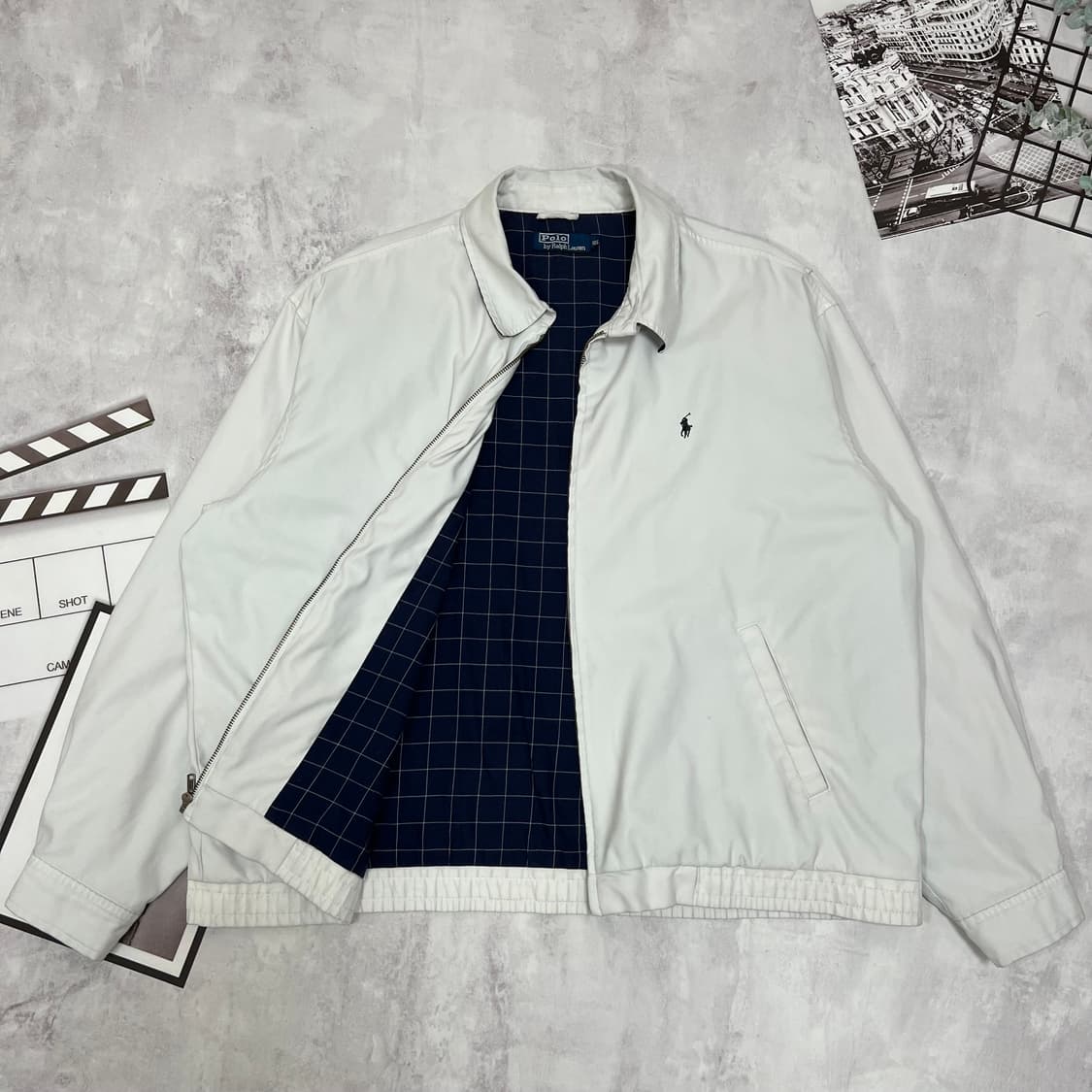 90S 폴로 랄프로렌 화이트 로고 폴리쉘 자켓 상품이미지2