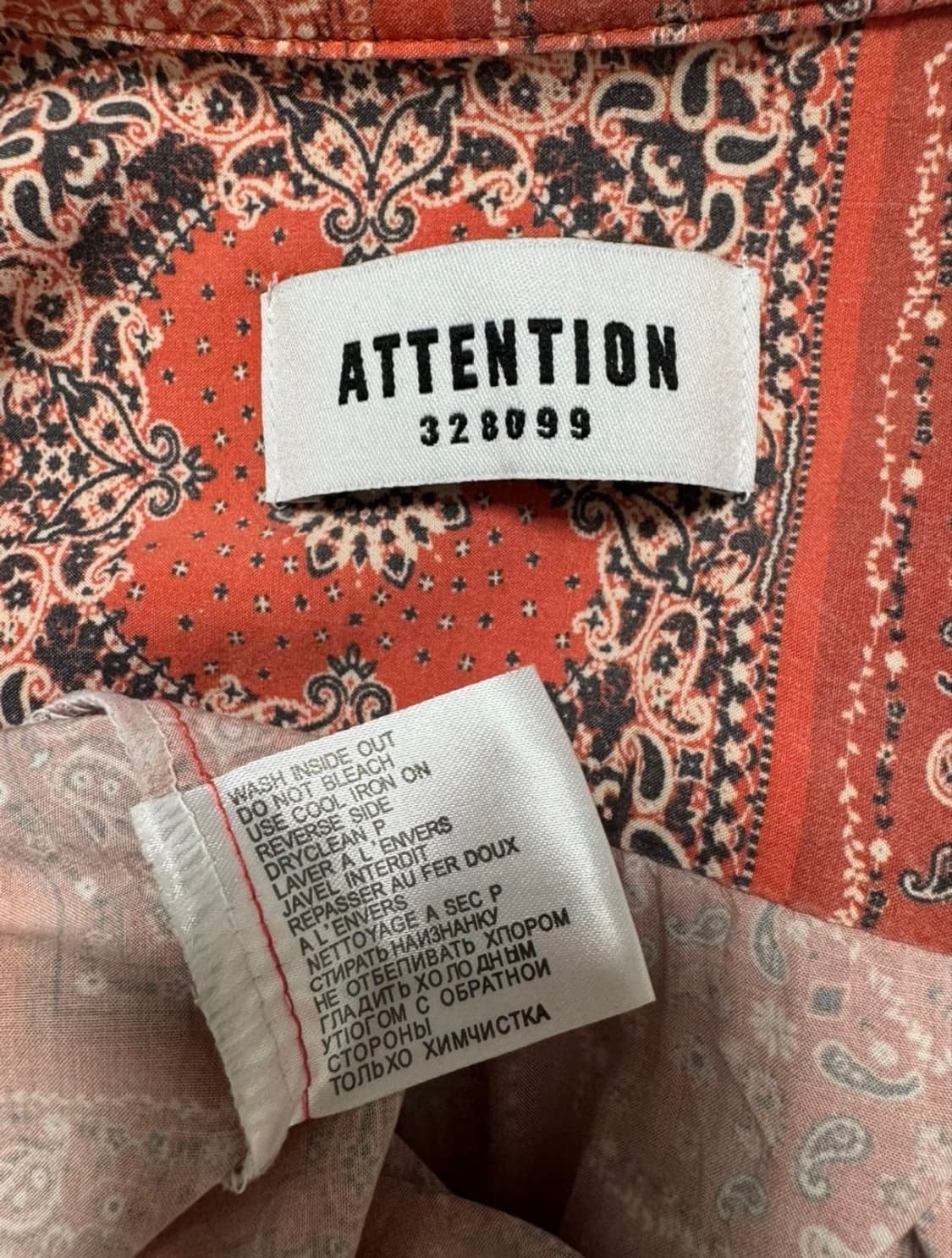 ATTENTION 반다나 페이즐리 패턴 셔츠 100 상품이미지4