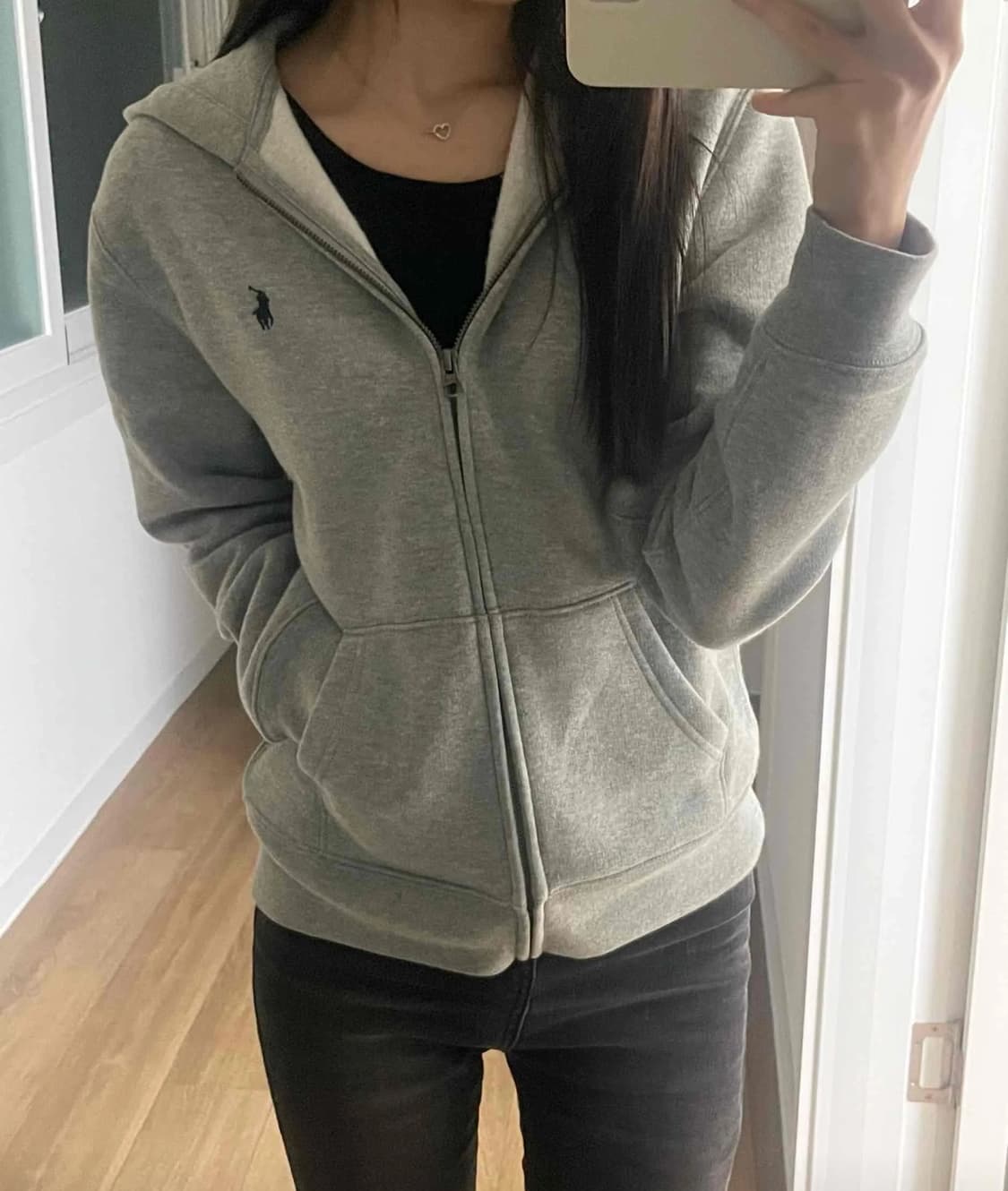 폴로 회색 후드집업 상품이미지1