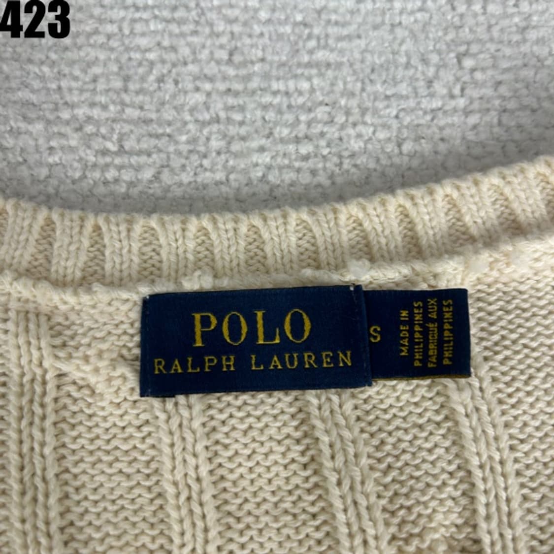폴로 랄프로렌 케이블 브이넥 니트 아이보리 s 상품이미지2