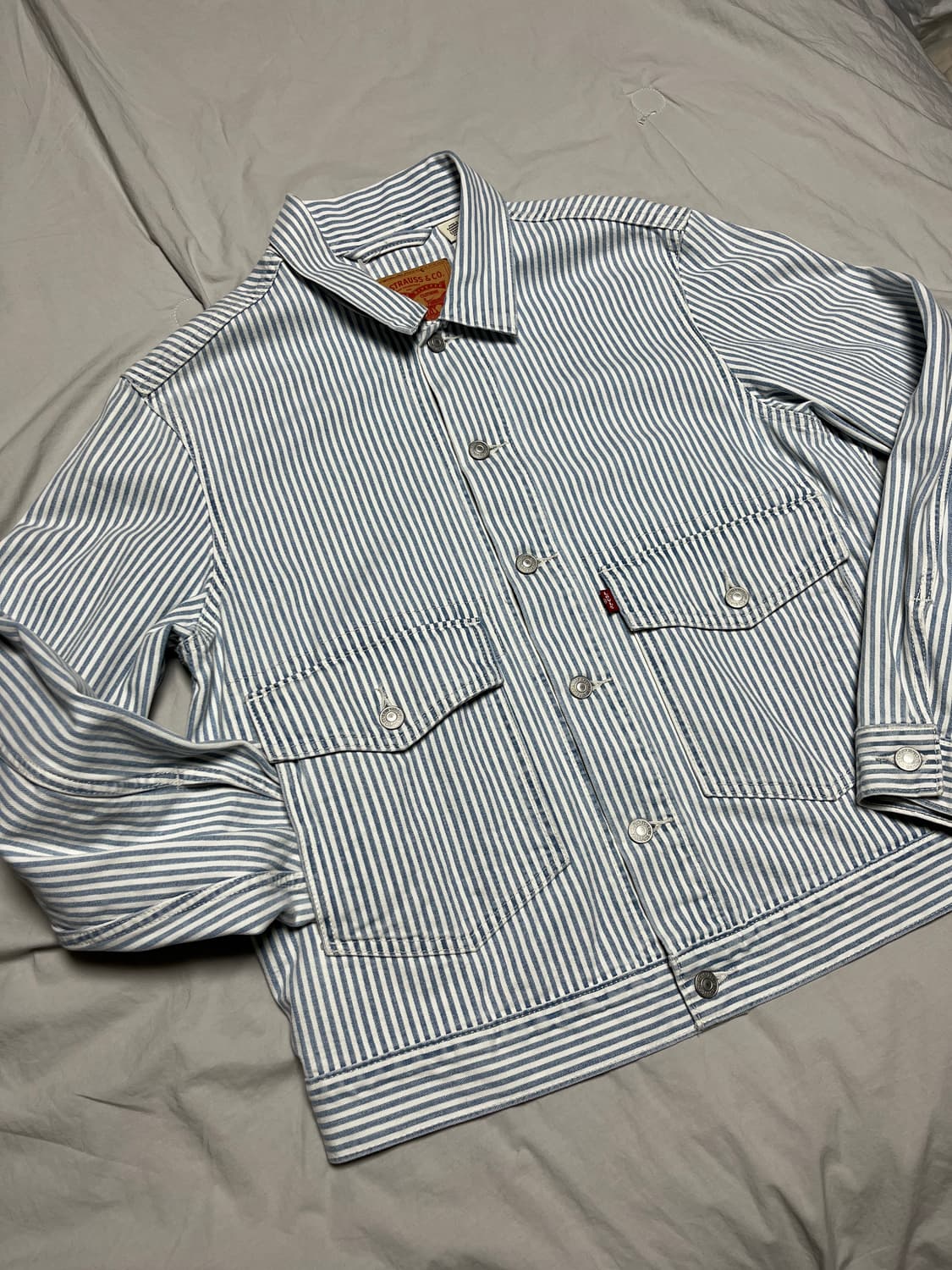 [M] 리바이스 핀스트라이프 레일로드 히코리 트러커 데님 자켓 상품이미지5