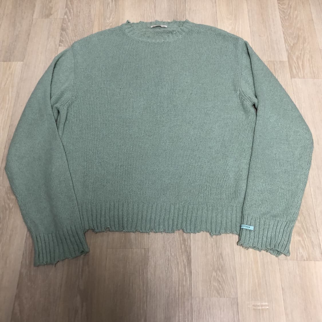 (105-110) 인스턴트펑크 오버사이즈 모헤어 크루넥 니트 민트 상품이미지1