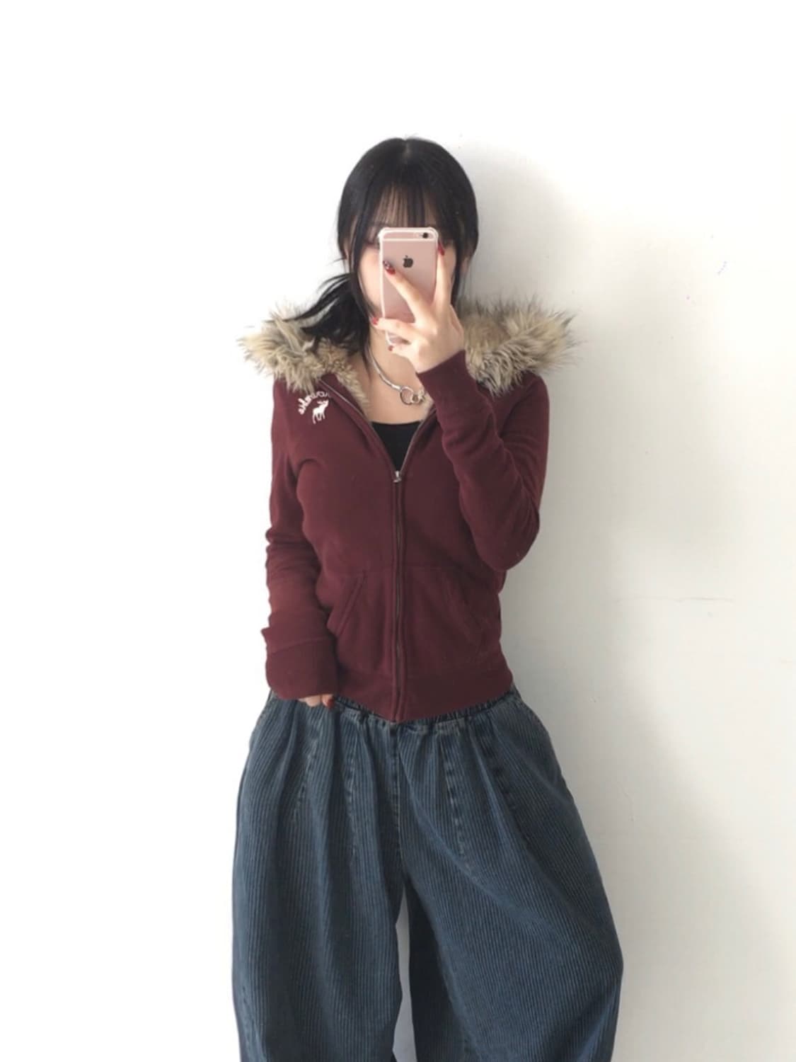 아베크롬비 퍼후드집업 버건디 상품이미지1