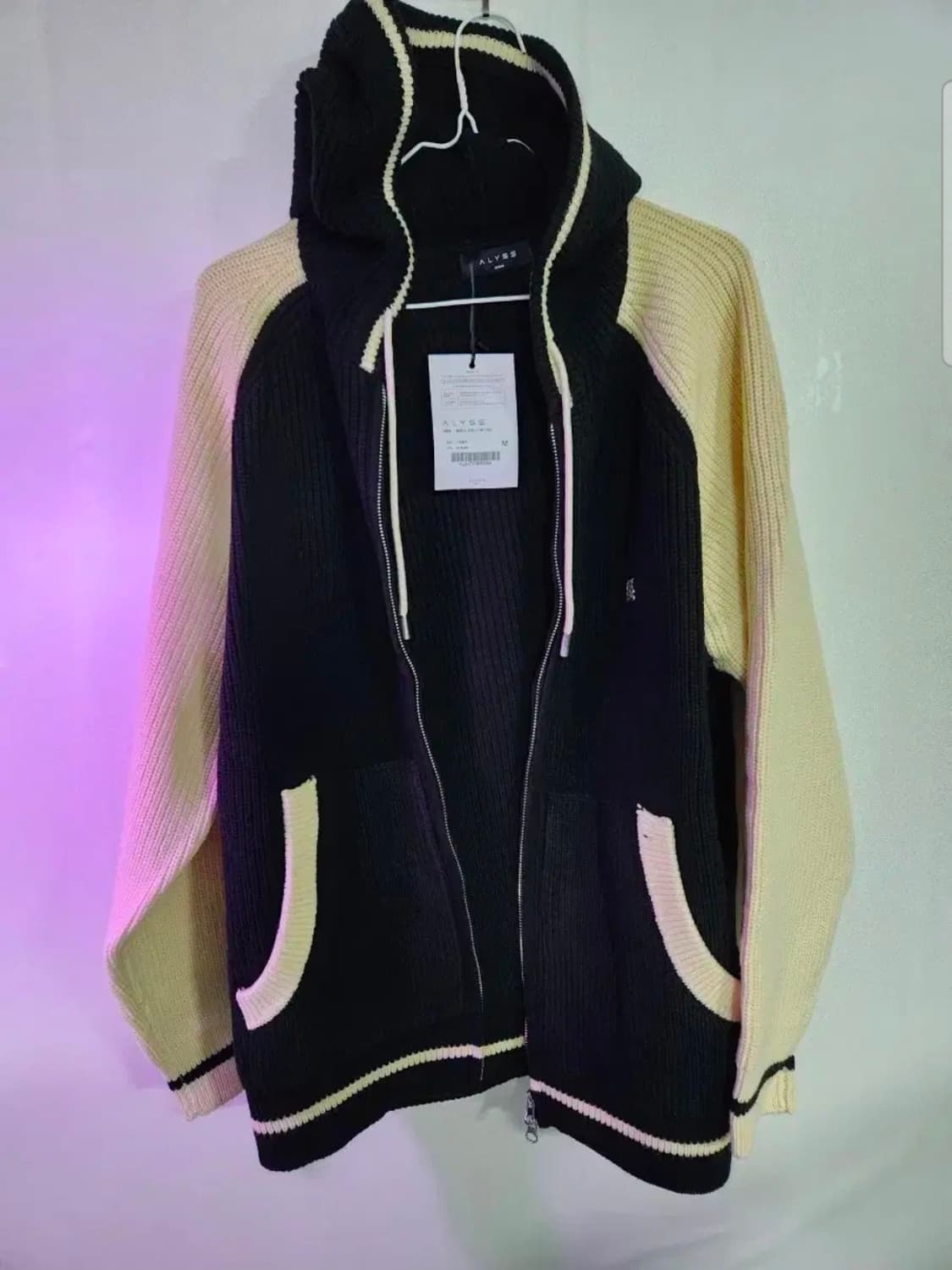 ALYXSE 앨리스 블랙/아이보리 후드 니트집업 M/총장70/가슴63/ 상품이미지1