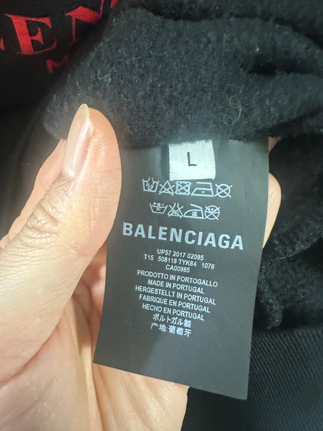 [L] 발렌시아가 BB로고 모드 후드티 블랙 레드 상품이미지5