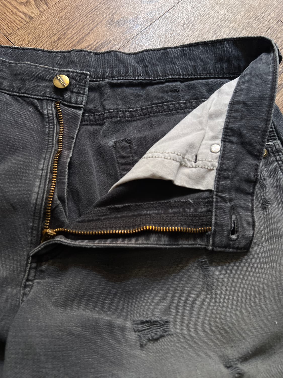 [34]칼하트 USA 하드 페이딩 블랙 싱글니 워크팬츠 상품이미지3