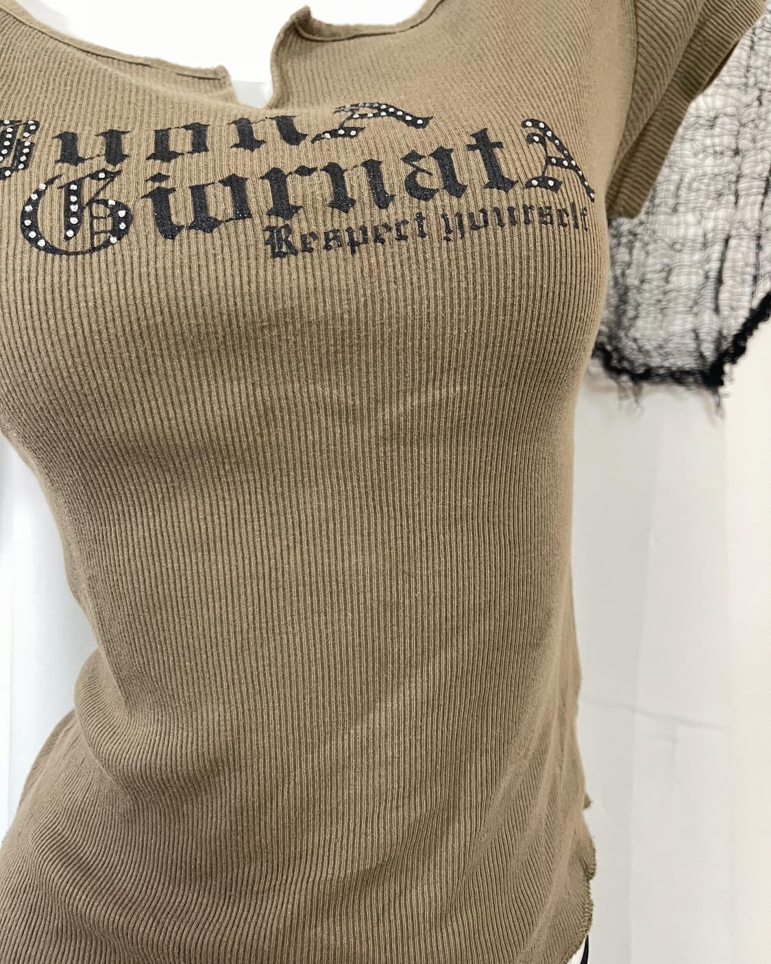 khaki lettering t-shirt 상품이미지3