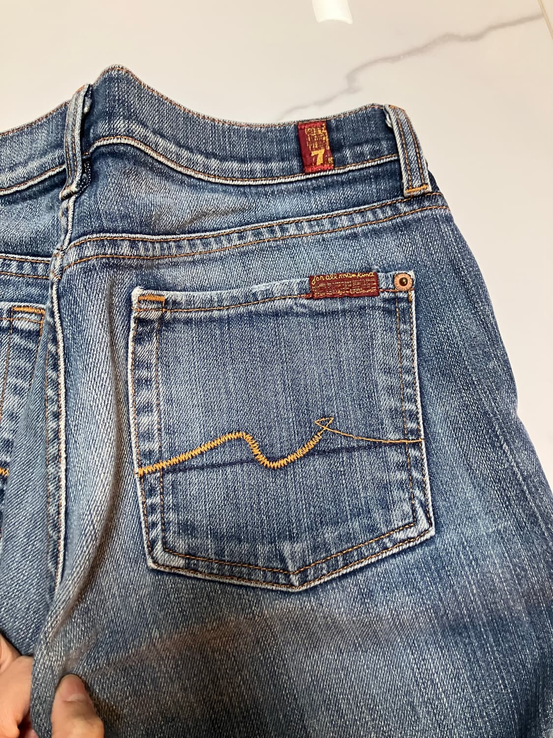 Y2K 세븐진 로우라이즈 부츠컷 데님 청바지 상품이미지4