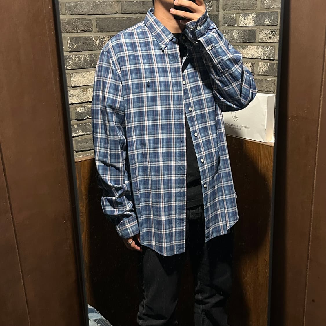 XXL) 폴로 랄프로렌 클래식 블루 체크 셔츠 상품이미지8