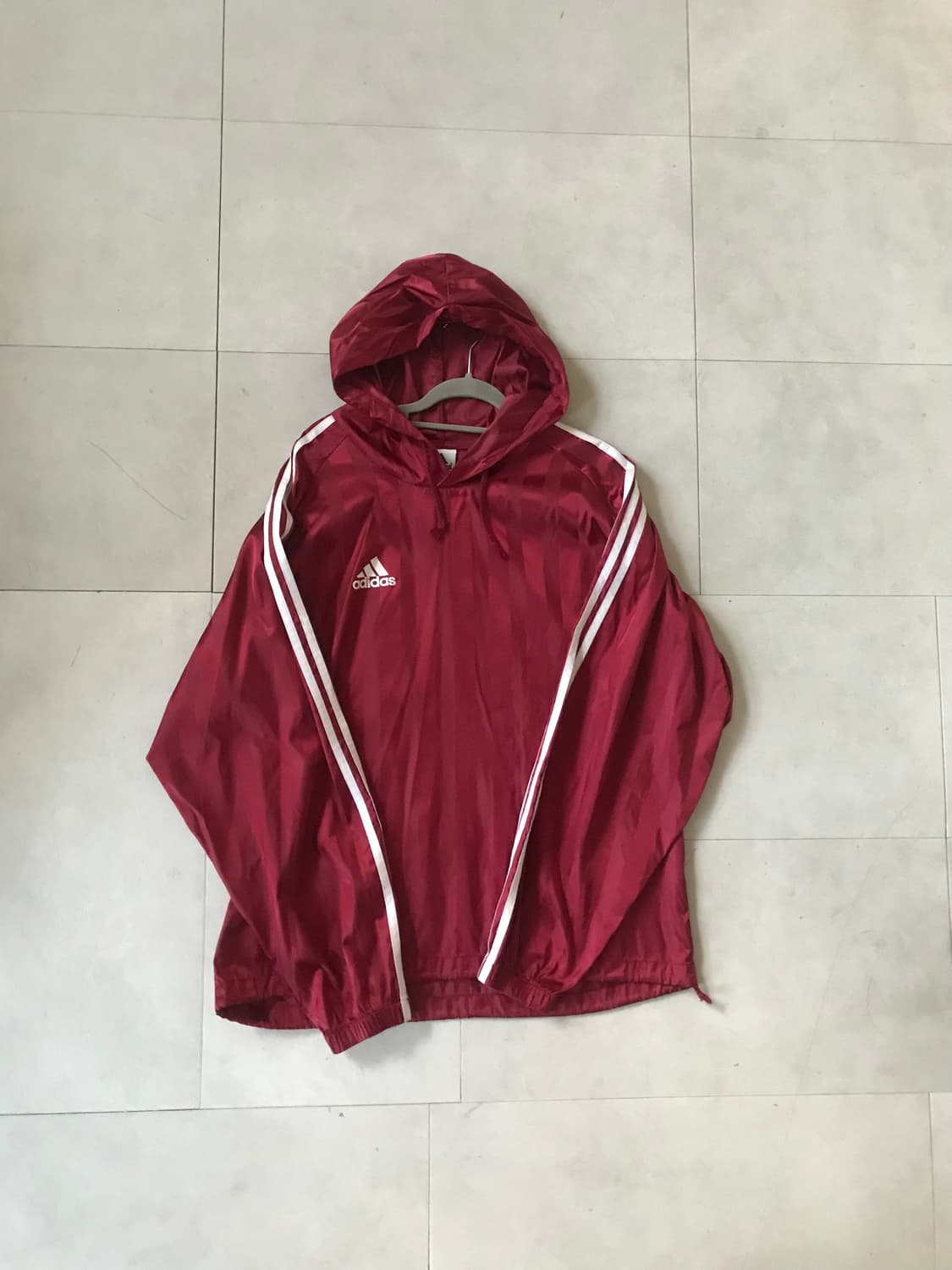 아디다스 00s 버건디 빅로고 나일론 후드티 상품이미지6