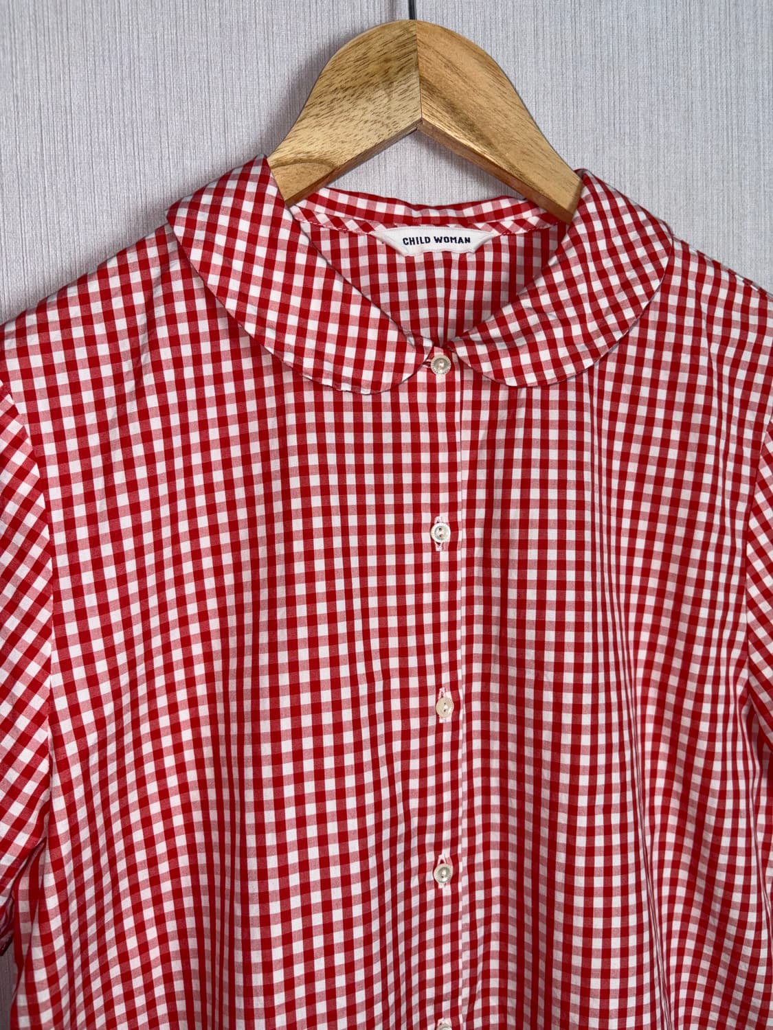 레드 체크 둥근 카라 블라우스 상품이미지8