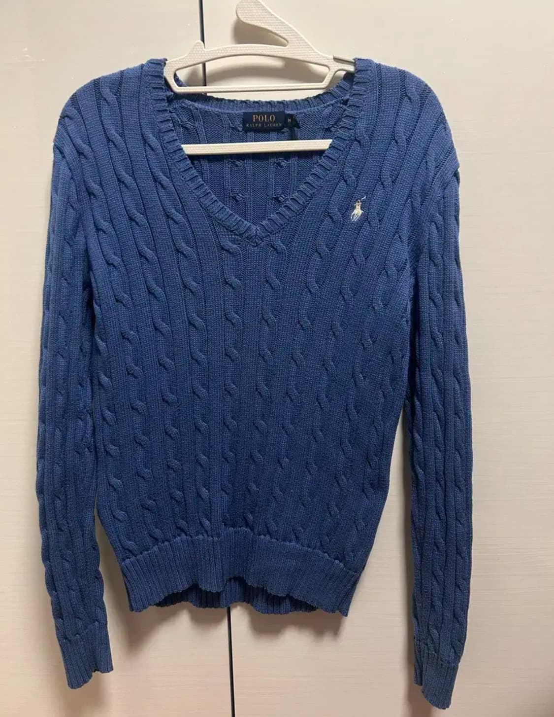 폴로 랄프로렌 여성 브이넥 케이블 니트 M 상품이미지1