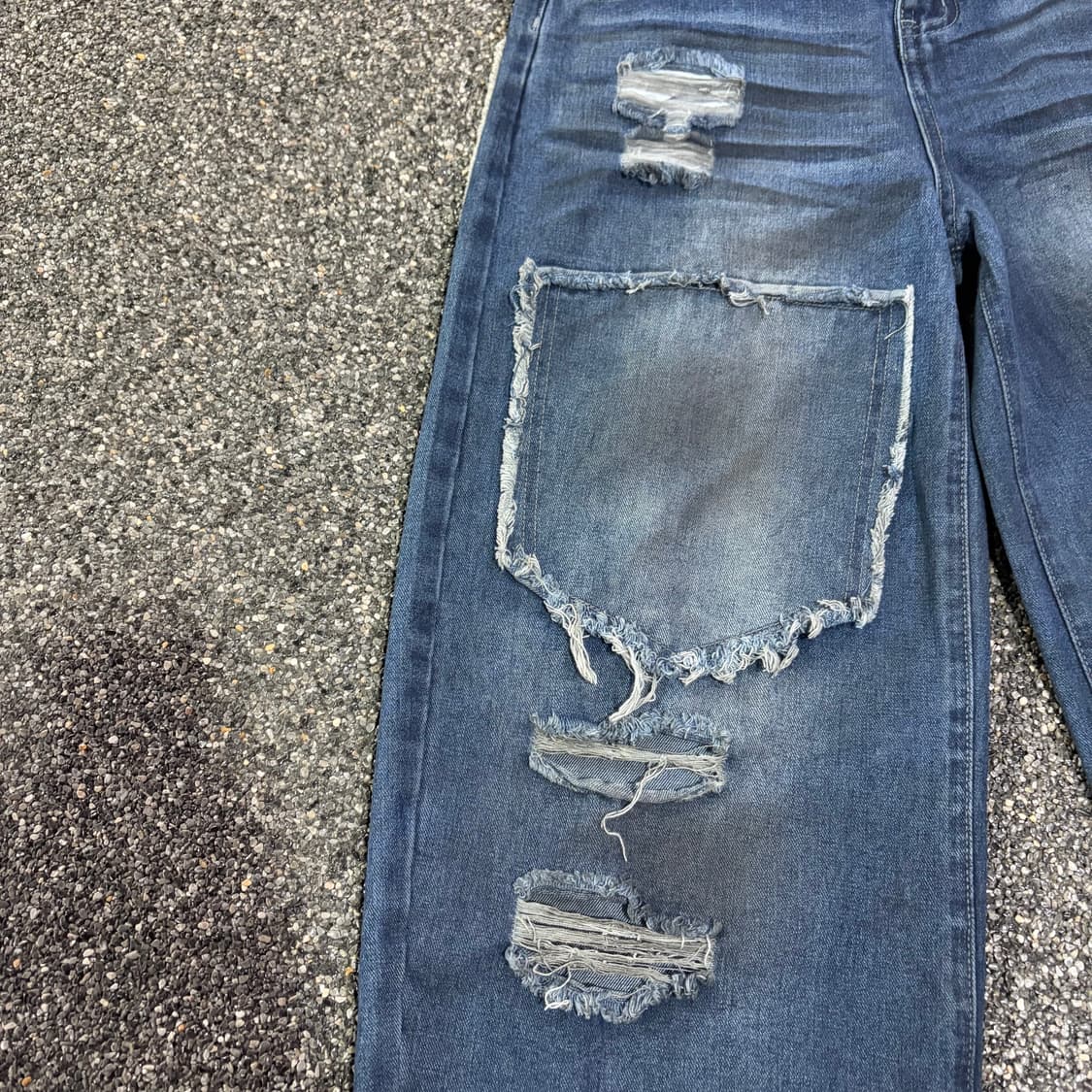 빈티지 패치워크 데미지 데님 팬츠 B4092 상품이미지4