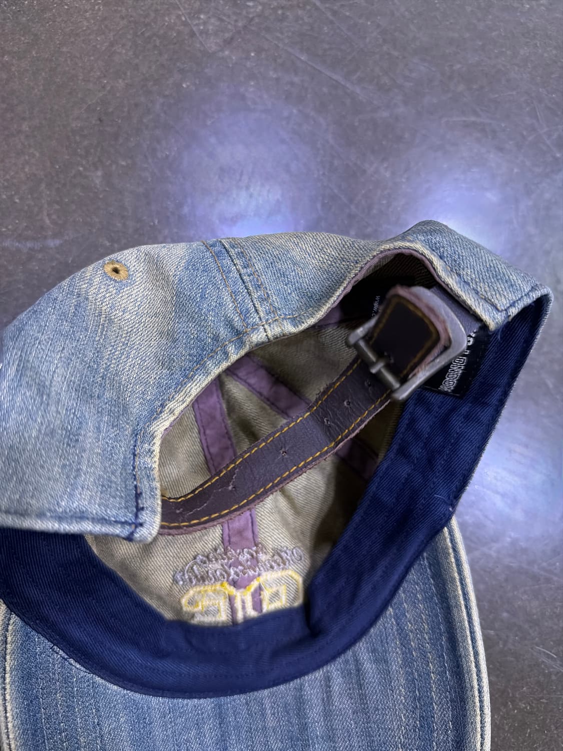 미치코런던 빈티지 86 자수 데님 가죽벨트 볼캡 모자 상품이미지4