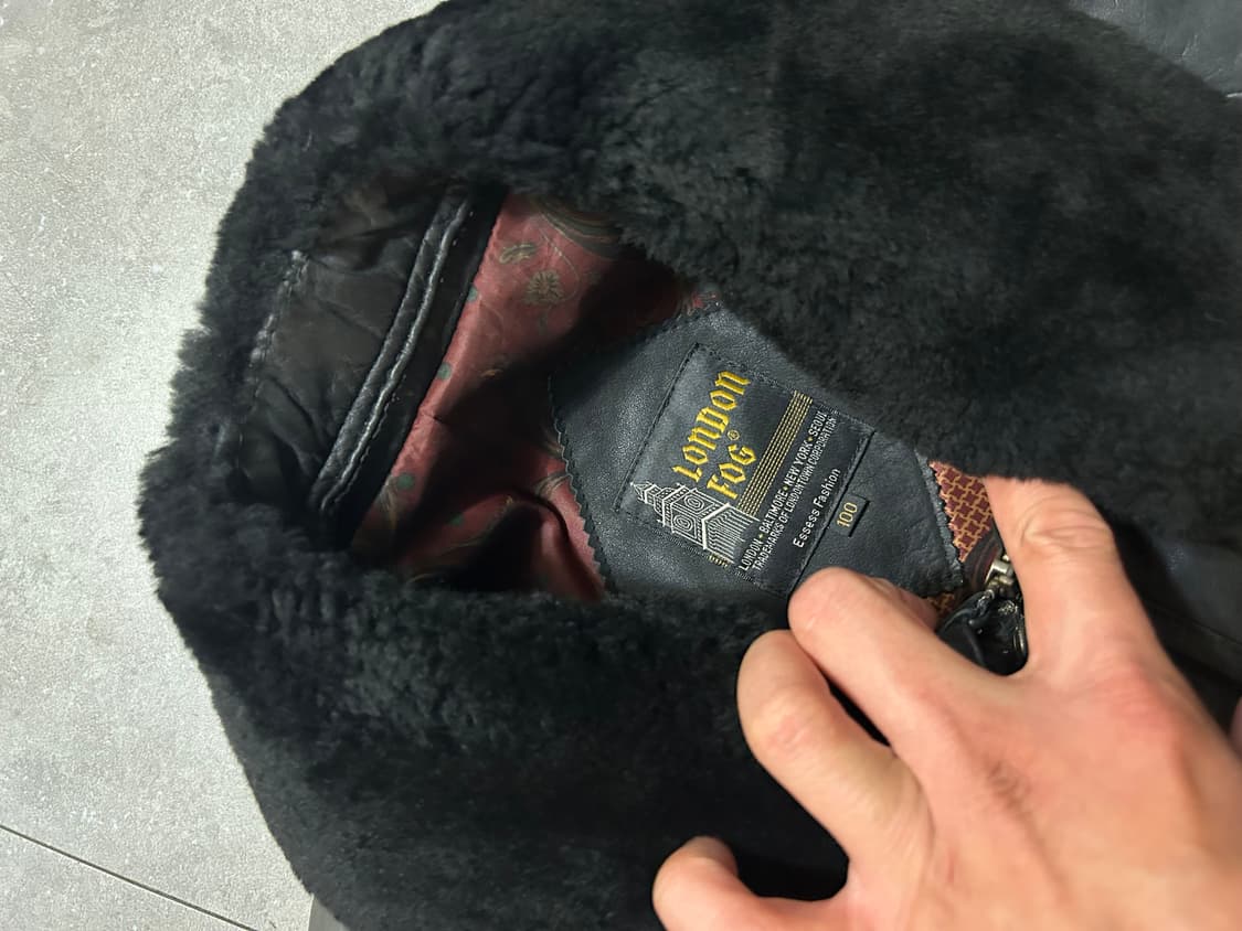 80s  런던포그 빈티지 블랙  소가죽  라이더  자켓  100size  상품이미지3
