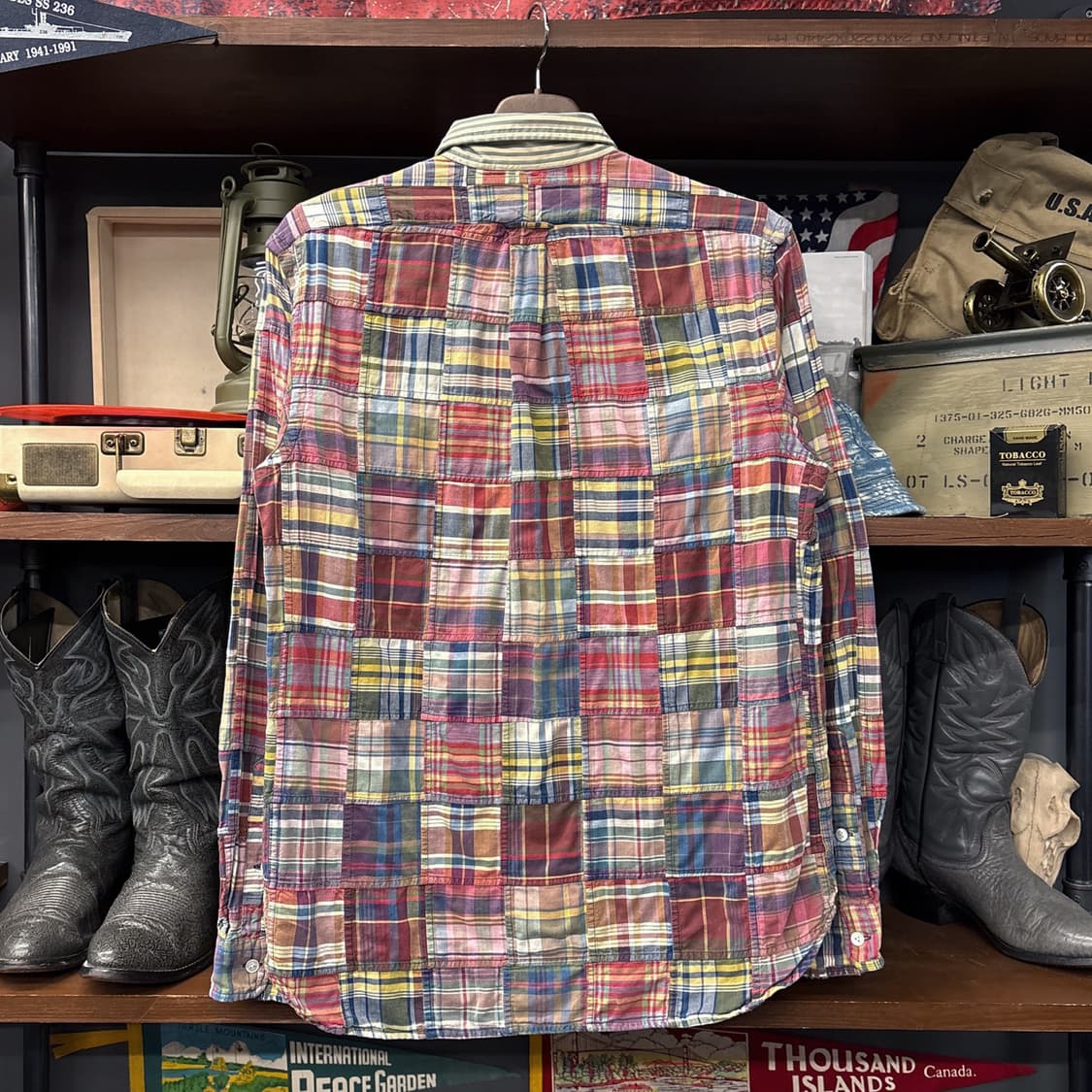 90s 폴로 랄프로렌 인디언 마드라스 패치워크 버튼다운 셔츠 N876 상품이미지2