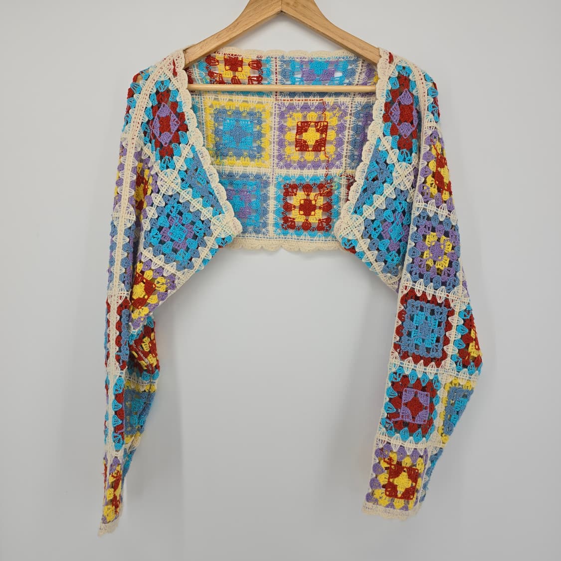 모리걸 컬러풀 모티브 크로셰 뜨개 볼레로 가디건 상품이미지1