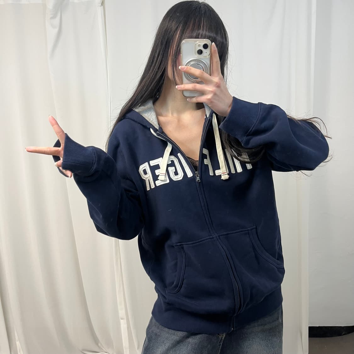 Tommy Hilfiger Navy Hood Zip-up 상품이미지2