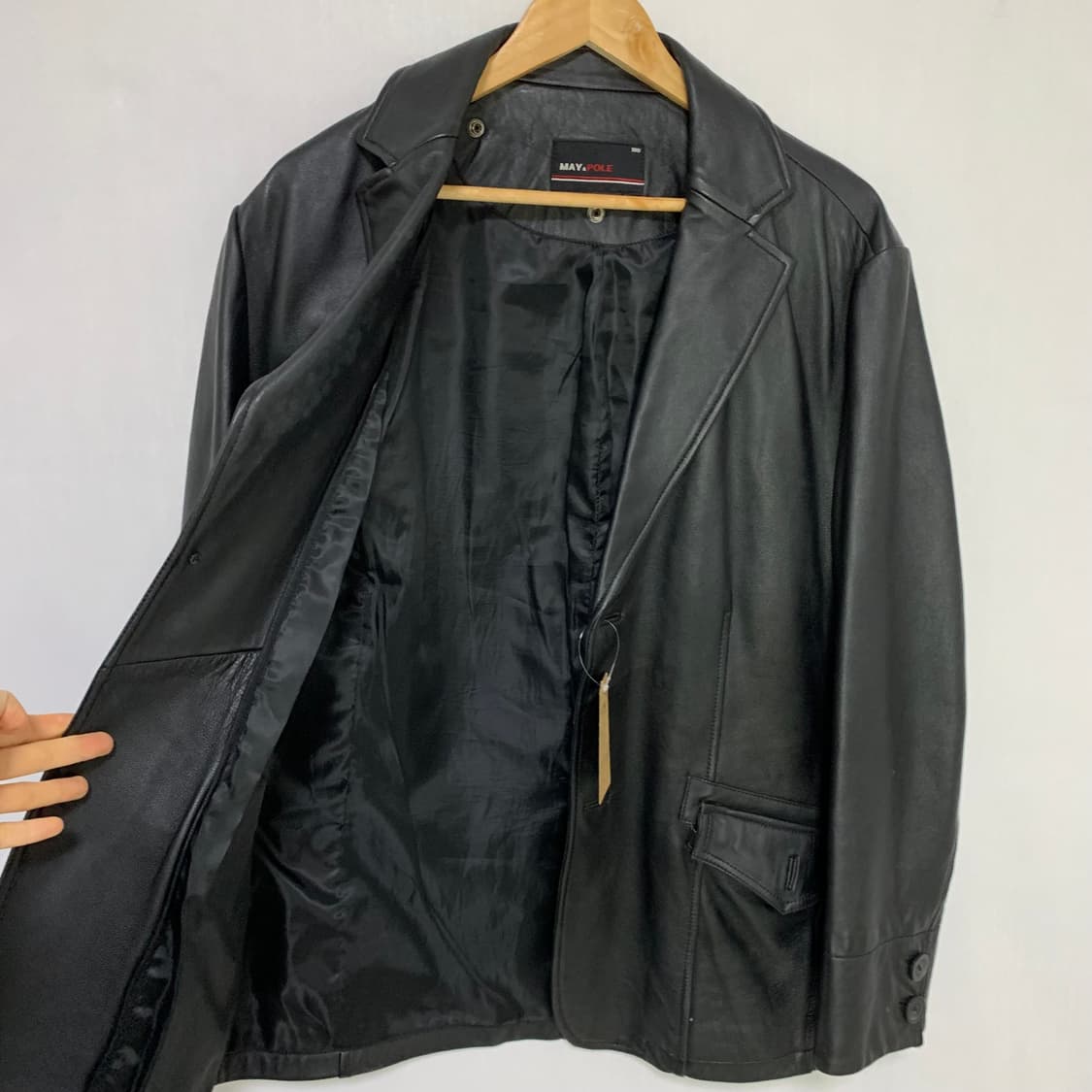 MAYPOLE 메이폴 빈티지 리얼레더 블랙 양가죽 자켓 100 상품이미지6